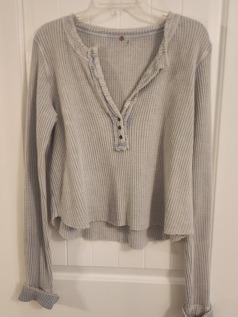 NWOT Free People Waffle Knit Henley Top